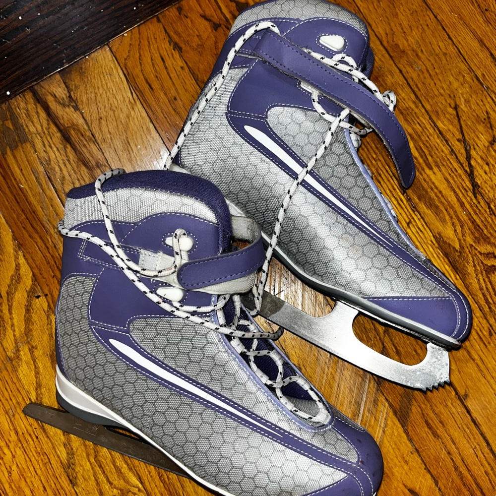Gray and Purple Ice Skates